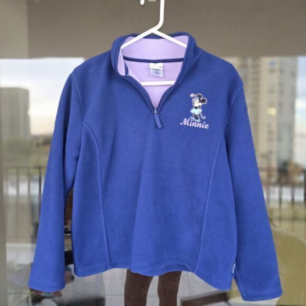 Disney Store Exclusive Minnie Mouse Fleece Quarter Zip Pullover Blue‎ LA1509 S